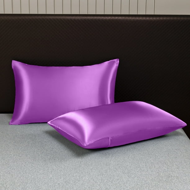Pack de 2 Fundas de Almohada Corporal Relajantes Moradas | Transpirables y Suaves Como El Terciopelo | para Todas Las Estaciones | 51 X 75 Cm | Tela Satinada | Ideal para Personas Que Sudan Mucho Por