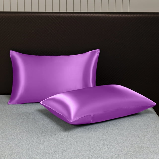 Pack de 2 Fundas de Almohada Corporal Relajantes Moradas | Transpirables y Suaves Como El Terciopelo | para Todas Las Estaciones | 51 X 75 Cm | Tela Satinada | Ideal para Personas Que Sudan Mucho Por