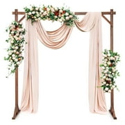 Gymax 7.2 FT Square Wedding Arch Wooden Arbor Backdrop Stand w/ Triangular-Shaped Base