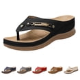 thumbnail image 6 of RotHome Thong Sandals for Women Casual Arch Support Slip On Buckle Strap Slippers Womens Flip Flops Summer Beach Sandals Waterproof Leather Shoes, 6 of 7