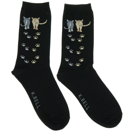 

K. Bell Women s Cotton Blend Crew Sock - Pair Of Cat Tracks