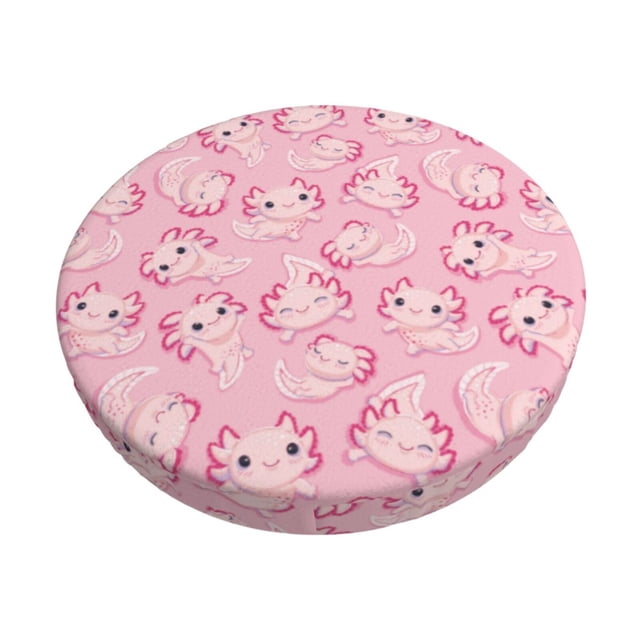 Disketp happy baby axolotls Funda Redonda para Taburete, Funda de Cojín para Silla de Bar Suave y Elástica-14 inch