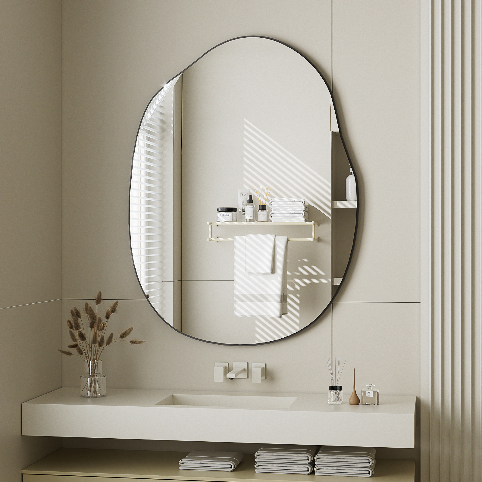 Beautypeak 24" x 32" Wavy Wall Mirror, Black photo 4