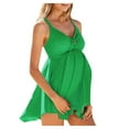 thumbnail image 1 of Pregnant Woman Two Piece Set Of Solid Color Cross Strap Maternity Swimsuit Skirt, 1 of 6