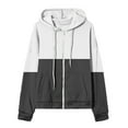thumbnail image 3 of HBYJLZYG Hoodies Cardigans Sweaters Sweatshirt Jacket Coat, Women Casual Splice Color Zippered Long Sleeved Drawstring Hooded Jacket Top, 3 of 4