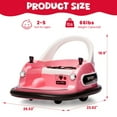 thumbnail image 7 of Kids Bumper Car, 12V Ride on Toy with Remote Control, Electric Bumper Car Ride on for Girls Boys Ages 2-5, 360 Degree Spin, Bluetooth, Light, Seat Belt, Pink, 7 of 7