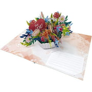 Flower Basket For You - 3D Pop Up Greeting Card For All Occasions - Love, Birthday, Christmas, Mother's Day, Good Luck,