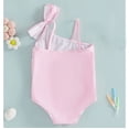 thumbnail image 5 of Gunia Toddler Girl Swimsuit Kids Letter Print Asymmetrical Bow Ruffles Sleeveless Bathing Suits Beachwear Girls' Swimwear For Holiday Beach Pool 1-6 Years, 5 of 6
