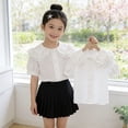 thumbnail image 4 of Odeerbi Camisa de Vestido de Algodón de Las Niñas Flor Bordado de Manga Corta Uniforme de La Escuela Con Bolsillo, 4 of 9