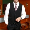 thumbnail image 5 of HISDERN Black Suit Vest for Men Classic Slim Fit V-Neck Waistcoat Formal Dress Vest for Weddings, 5 of 10