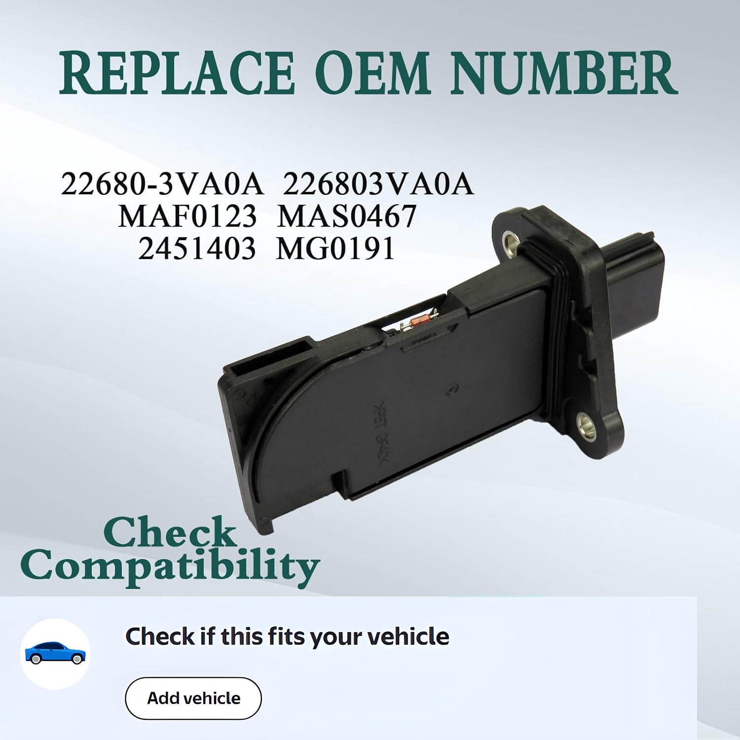FTMUKF 22680-3VA0A Mass Air Flow MAF Sensor for 2015-2018 Nissan Altim, 2016 Maxima 2015-2018 Murano, 2016 Pathfinder, 2015-2017 Quest 3.5L V6 Gas, 2014-2016 Rogue 2.5L L4 Gas, MAF0123