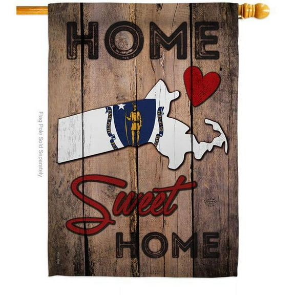 Ornament Collection H191155-BO 28 x 40 in. State Massachusetts Home Sweet American State Vertical House Flag with Double-Sided Decorative Banner Garden Yard Gift