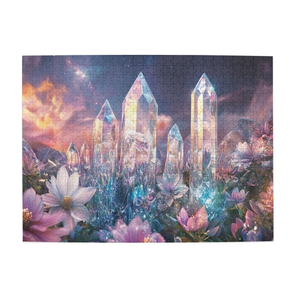 500 PCS Crystal in Flowers 500 piece puzzle for adults,Challenging Brain Exercise,Romantic flower crystal wooden puzzle as home decoration,Great for Relaxation and Display for Puzzle Enthusiast