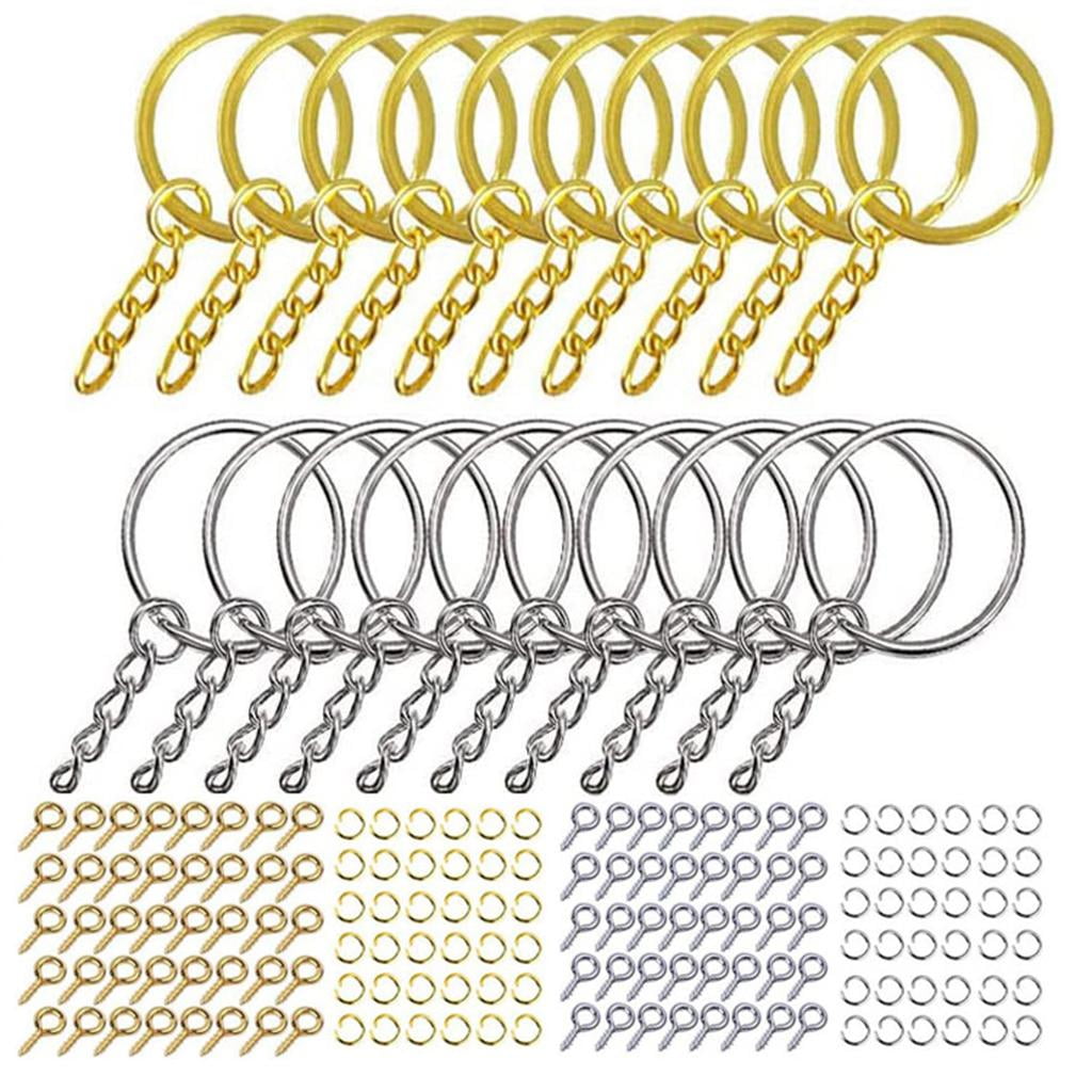 220 Pieces Acrylic Keyrings with Chain Screw Eye Pins Set for DIY Key