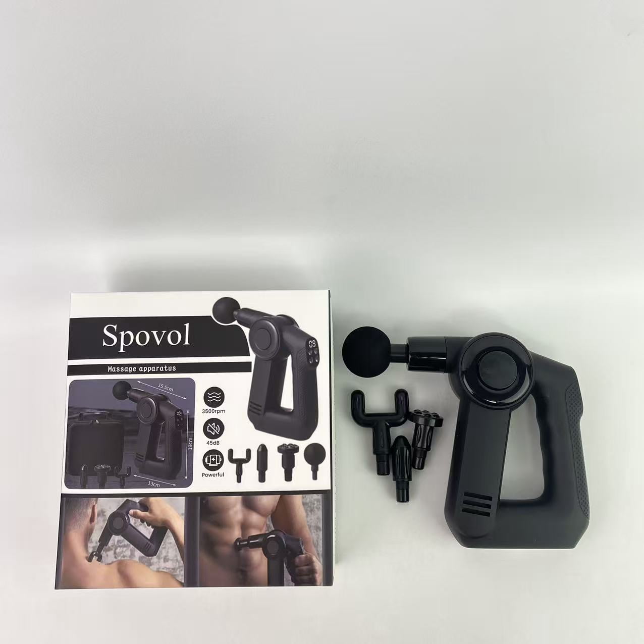 Spovol Massage apparatus,Quiet Deep Tissue Therapy Massage Gun - Bluetooth Enabled, Electric Percussion Massage Gun & Personal Massager for Pain Relief in Neck (Black - 5th Gen)