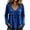 Blue, variant on Womens Casual V Neck Cotton Linen Blouse Long Sleeve Loose Fit Tunic Top with Ruffle Trim Tie Front Textured Shirt Blue S