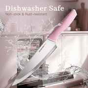 Astercook Knife Set, 14 Pieces Kitchen Knives Set with Block & Built-in Sharpener, German Stainless Steel Knives with Ergonomic Handles, Sharp & Rust Resistant Dishwasher Safe Pink