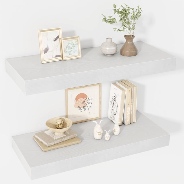 Floating Shelves Deep Floating Shelf Wall Mounted Wall Shelves Rustic Deep Bookshelf Extra Deeper & Thicker Display Shelves for Bedroom Living Room Set of