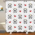 thumbnail image 1 of Cute Panda Shower Curtain Black Dots Red Hearts Bath Curtain For Kids Children Teens Cartoon Giant Panda Bathroom Shower Curtain Set Panda Bear Wild Animal Waterproof Curtains Bedroom Decor 72x72 Inch, 1 of 5