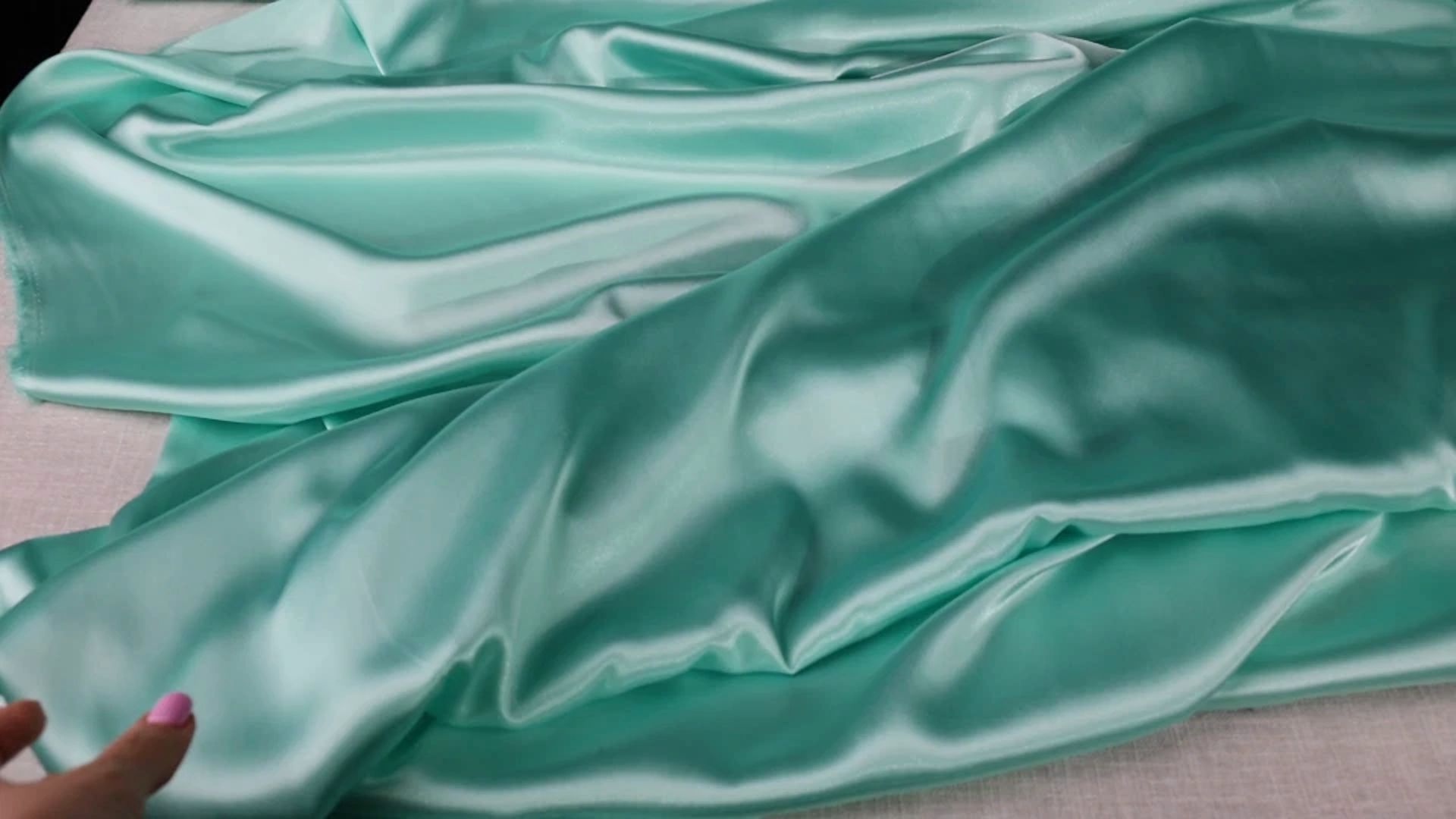 BUTTERFLY- Mint Satin Charmeuse Fabric By The Yard 1765