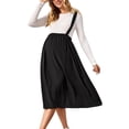 thumbnail image 2 of Hinvhai Women's Maternity Suspender Dress ,Classic Sleeveless Solid Color Overall Dress Pregnancy Detachable Suspender Mini Skirts Black XL(XL), 2 of 6