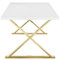 thumbnail image 3 of Modway Sector 87" Wood & Stainless Steel Cross Base Dining Table in White/Gold, 3 of 4