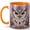 Orange, variant on Ornate Owl Coffee Mug, Purple Bird Mug, Ceramic 11 oz