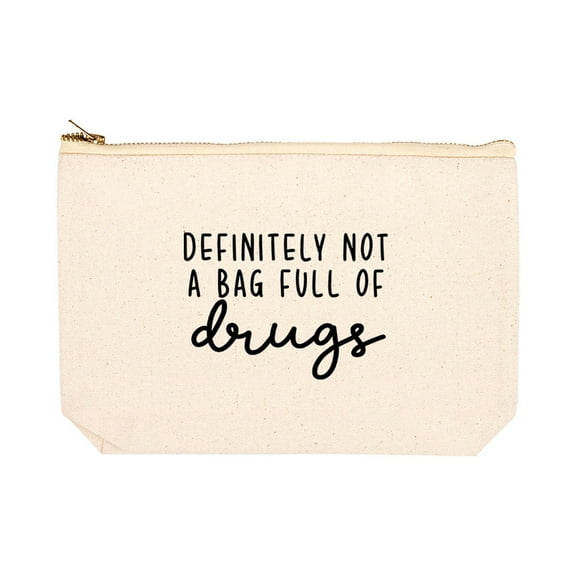 Koyal Wholesale Funny Makeup Bag Canvas Cosmetic Bag with Zipper Definitely Not A Bag Full of Drugs Makeup Pouch