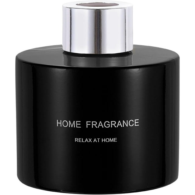 HARFINGTON Empty Glass Diffuser Bottle 140ml/4.7oz Refillable Fragrance Accessories Aromatherapy Jar Container for Replacement Reed Diffuser DIY Home Bathroom Black with Silver Tone Cap