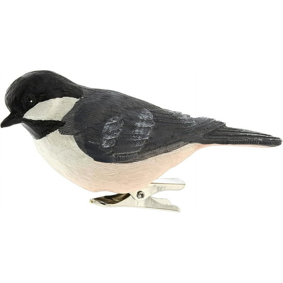 The Bridge Collection Clip-On Bird Ornament - Festive Resin Bird Clip On Christmas Ornament - Animal Tree Accent (Chickadee)