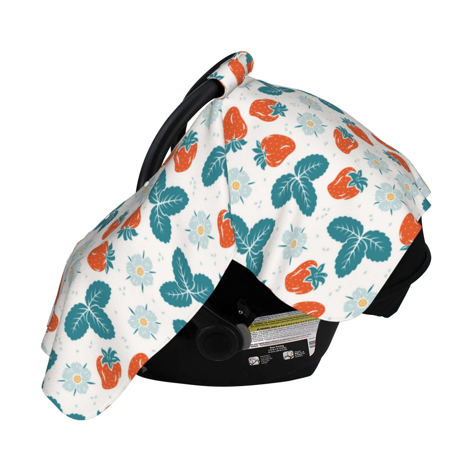 Naloa Floral Strawberr Baby Car Seat Cover, Breathable Baby Carrier Cover, Multiuse Baby Carrier Cover & Nursing Breastfeeding Cover