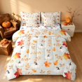 thumbnail image 2 of Homewish Harvest Pumpkin Full Size Bedding Sets, Autumn Maple Leaf Full Size Bed in a Bag, Cream Orange Brown, Pumpkin Bat Reversible 7-Piece, 2 of 7