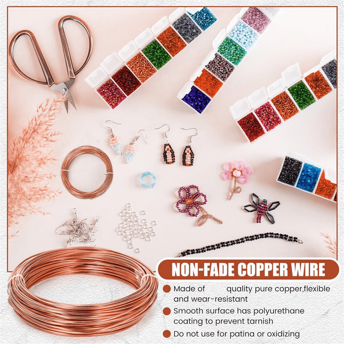 8 Gauge 100 Ft Pure Bare Copper Wire for Jewelry Making, Crafts, and Electroculture Gardening