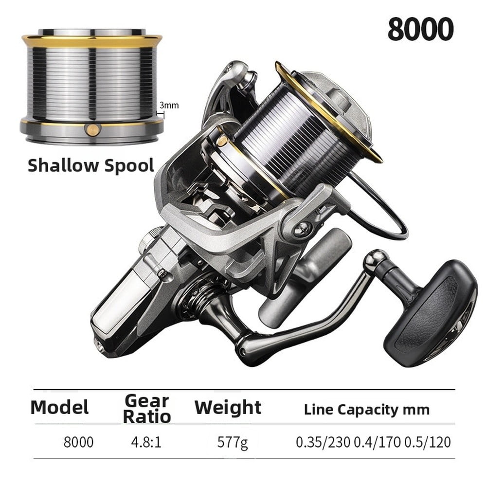 Mosiee Surf Fishing Reel Long Distance Cast Metal Fish Wheel with Adjustable Left Right 20Kg Reduction for Big Game Saltwater Fishing Abc8000