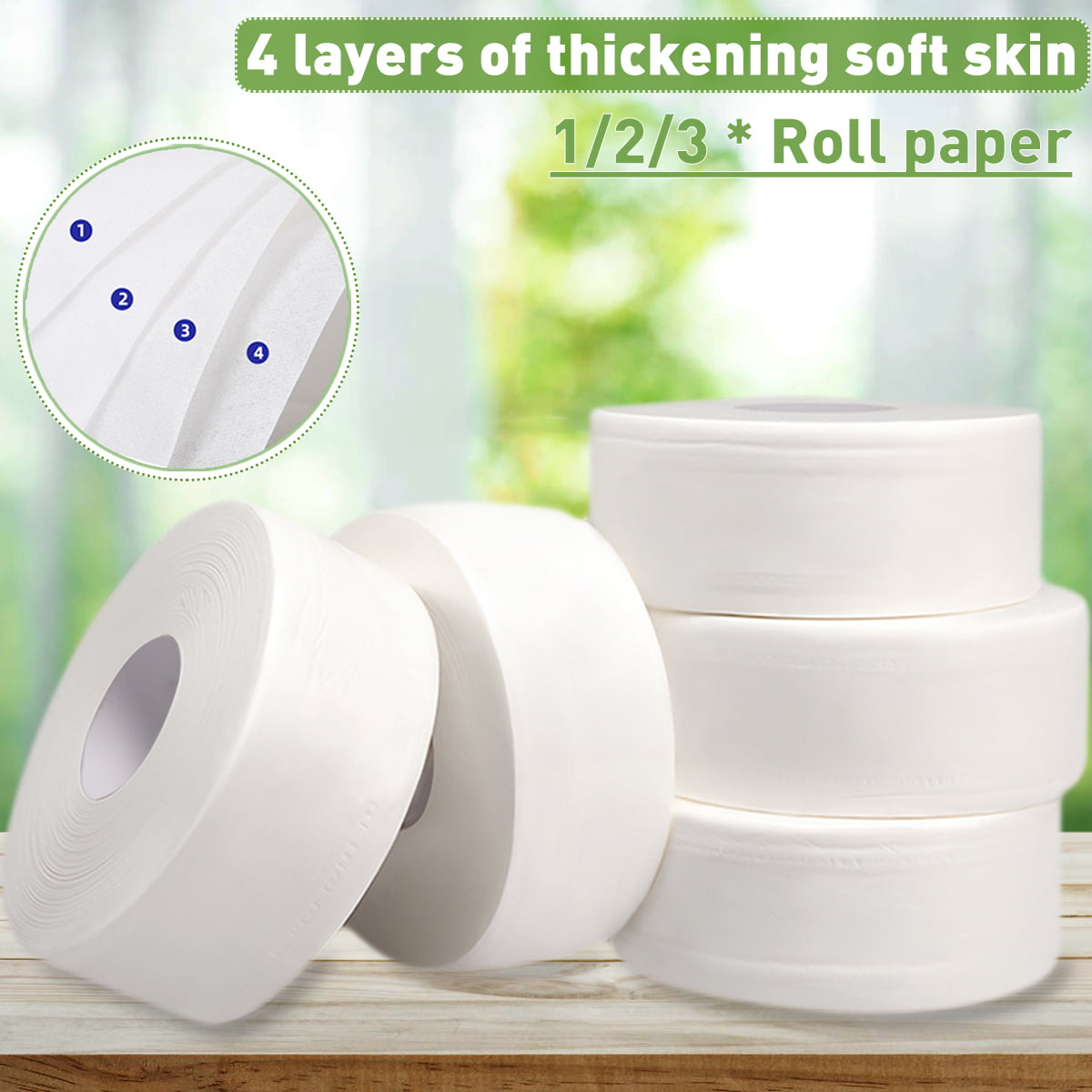 1/2/3 Rolls 4-Layer Bathroom Toilet Tissue Paper Household Large Roll ...