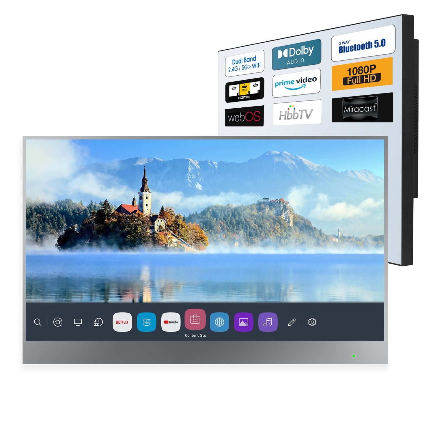 Soulaca 22 inches Smart Magic Mirror LED TV for Bathroom webOS Waterproof IPX6 WiFi ATSC Tuner Television Bluetooth New