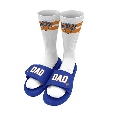 

Men s ISlide Royal New York Knicks Dad Socks & Slide Sandals Bundle