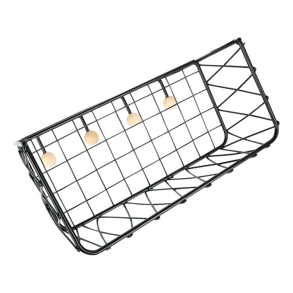 PBPBOX 1Pc Black Hanging Storage Stand Wall Shelf for Kitchen Bathroom Office Sundries Organizer