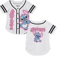 thumbnail image 3 of Disney Lilo & Stitch Girls Baseball Jersey Shirt Button Down Kids Tee Stitch Angel Sizes 4-16 White, 3 of 7
