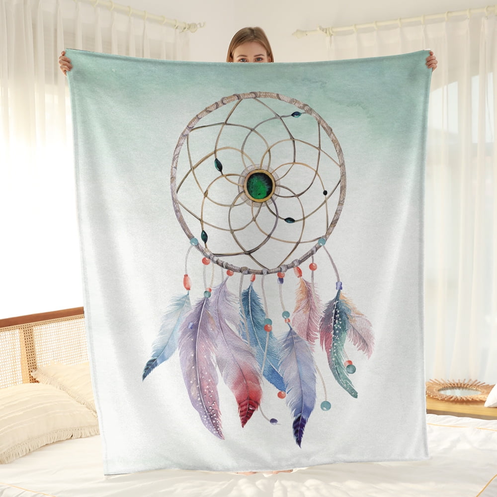 Simple Flannel Deam Catching Screen Printed Blanket Lightweight Plush