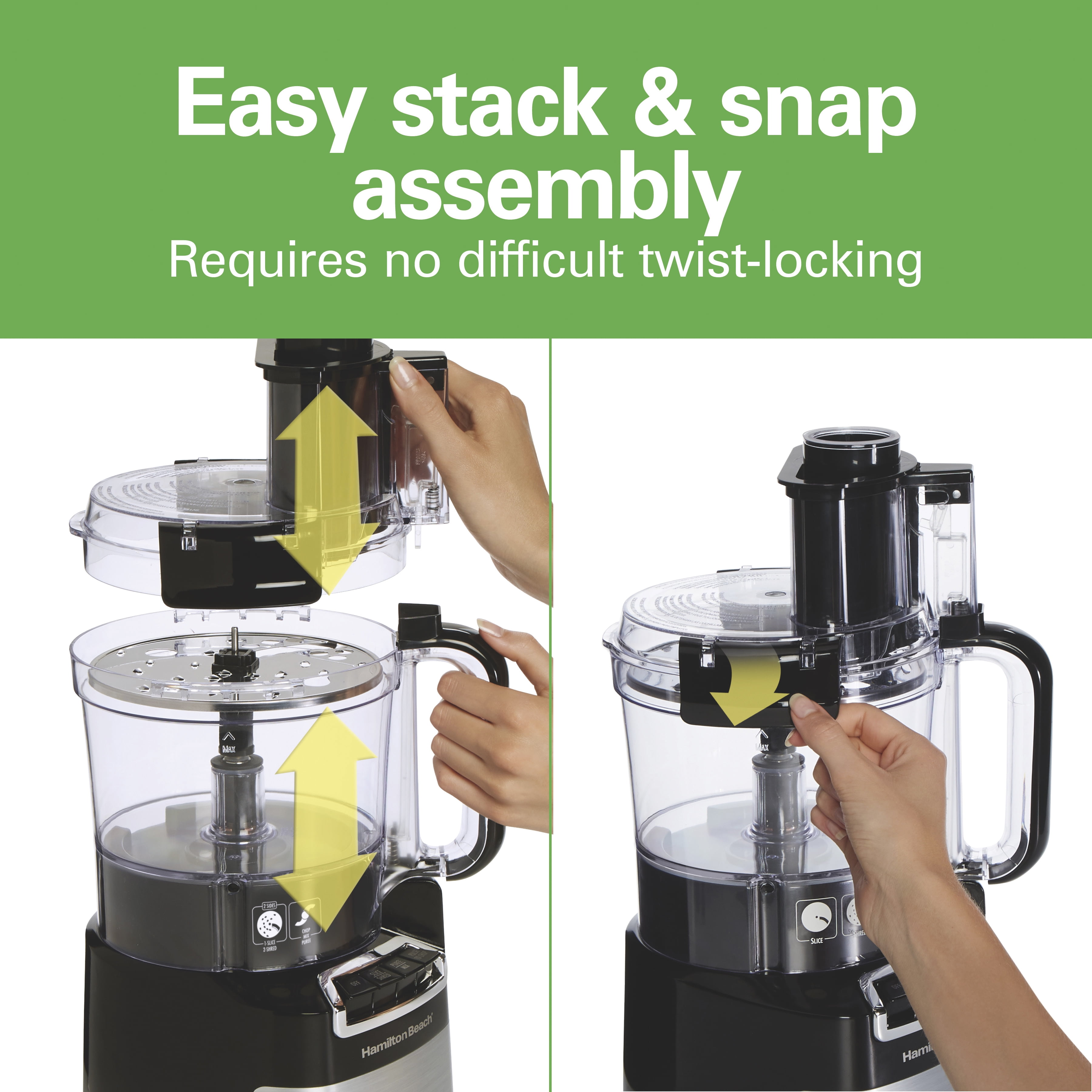 Hamilton Beach Stack & Snap Food Processor with Bowl Scraper, 10 Cup Capacity, Black, New, 70822f