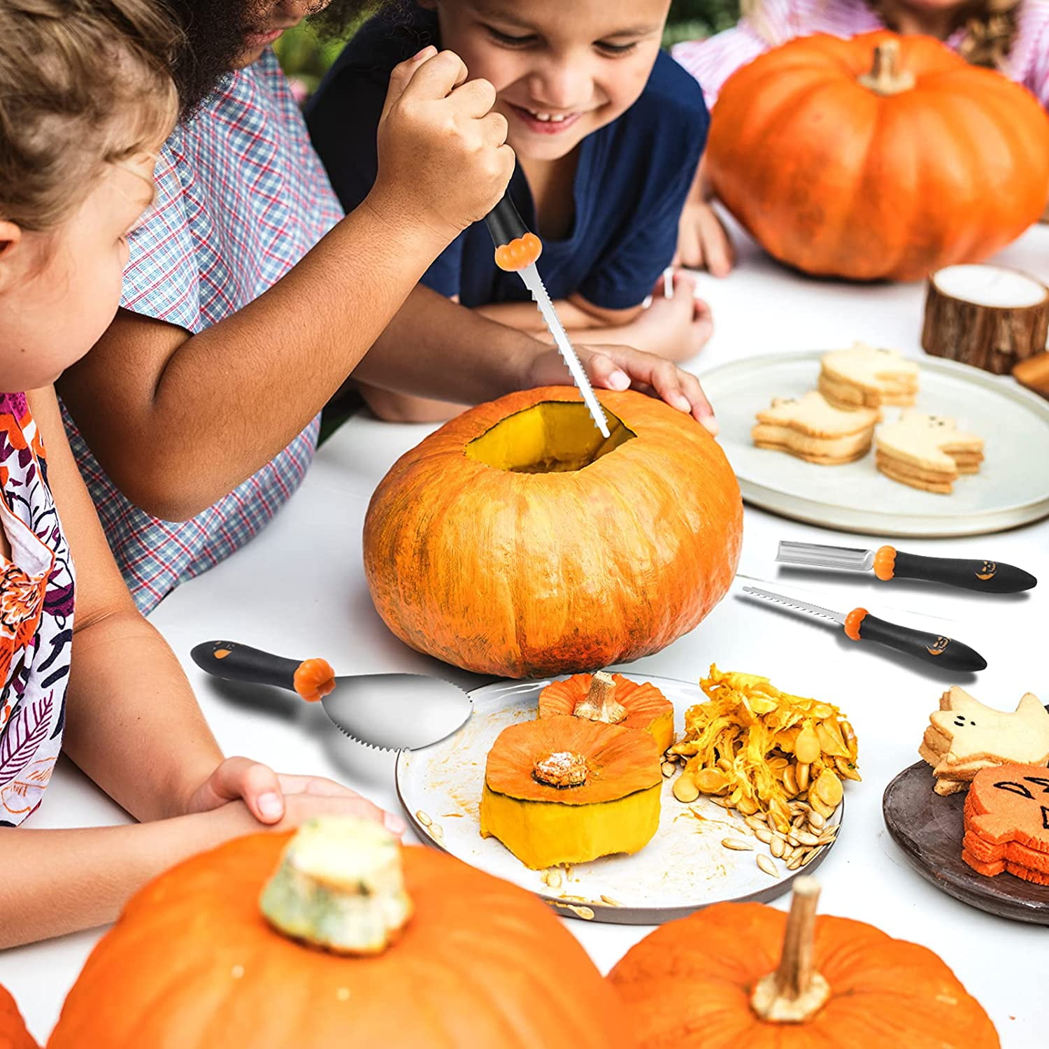 Oshhni Lot De 7 Outils De Sculpture De Citrouille D'Halloween
