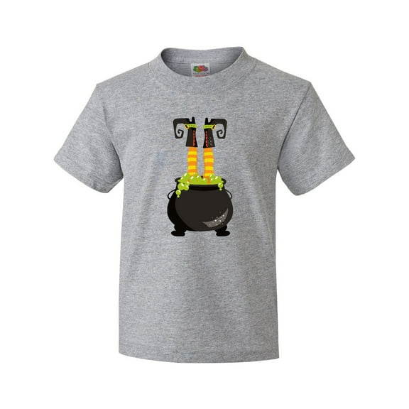 Inktastic Witch Cauldron, Witch Legs, Boots, Halloween Youth T-Shirt