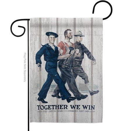 US Brotherhood G183029-BO 13 x 18.5 in. Together We Win Garden Flag with Armed Forces Navy Double-Sided Decorative Vertical Flags House Decoration Banner Yard Gift