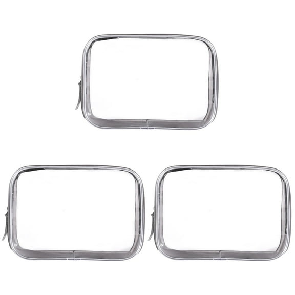 Worgeous 3pcs PVC Waterproof Storage Bag Enlarge Toothpaste Packing Organizer Cosmetic Pouch Transparent Change Purse with Zipper for Travel