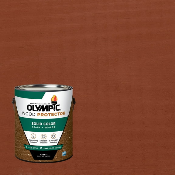 Olympic 1 Gallon SC-1011 California Rustic Exterior Solid Wood Protector Stain Plus Sealer in One