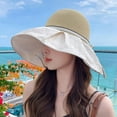 thumbnail image 5 of SikaFu Summer Vinyl Fisherman Hat Seaside Holiday Large Hat, Beach Hat Bow, Temperament Sunscreen Sun Hat Female, 5 of 7