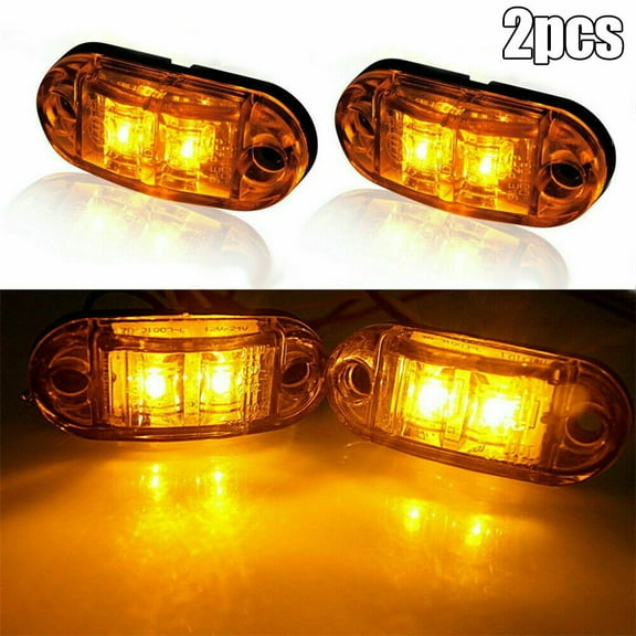 2 Pack Amber 2.5\" LED Side Marker Light for Trailer Truck, 2 Diode Lamp