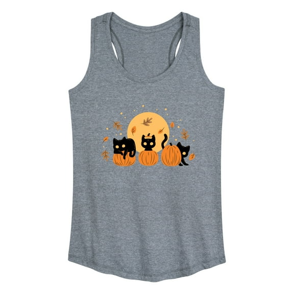 Instant Message - Black Cats And Pumpkins - Women's Racerback Tank Top