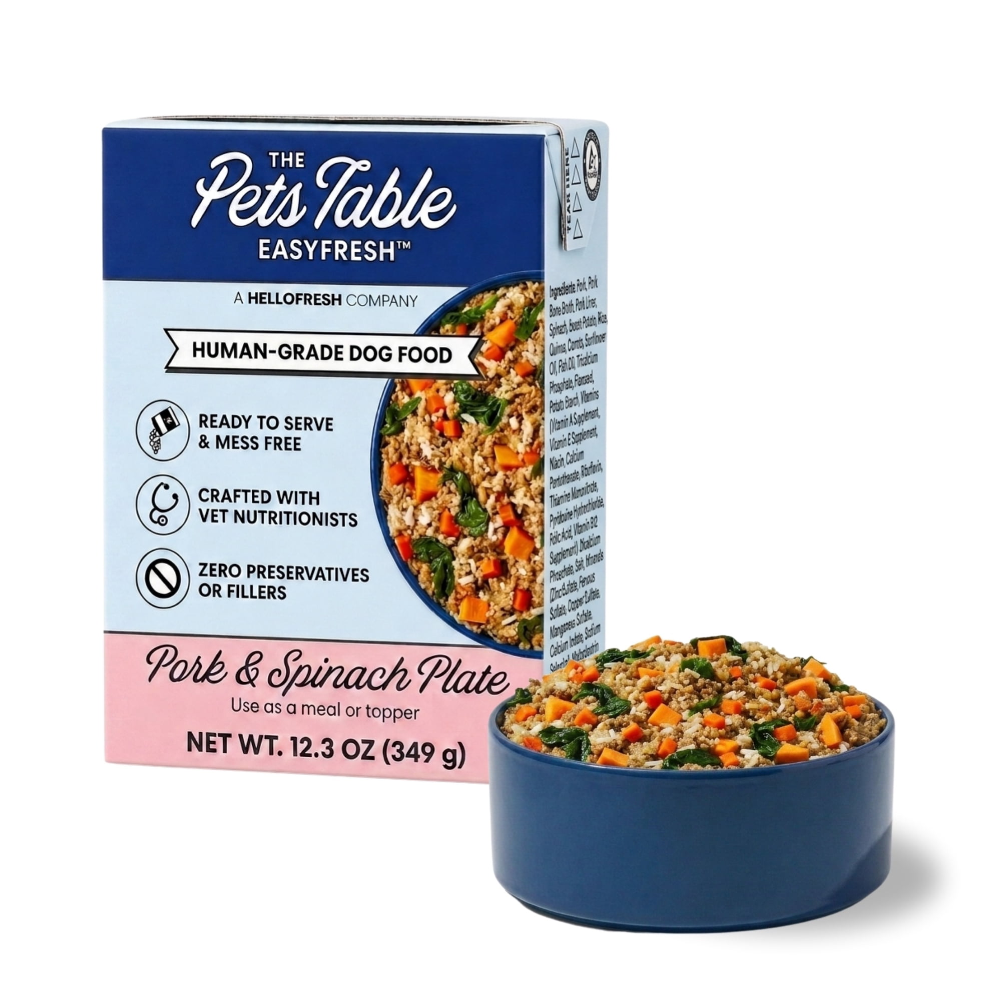 The Pets Table EasyFresh™ Human-Grade Dog Food, Pork & Spinach Plate, 12.3oz